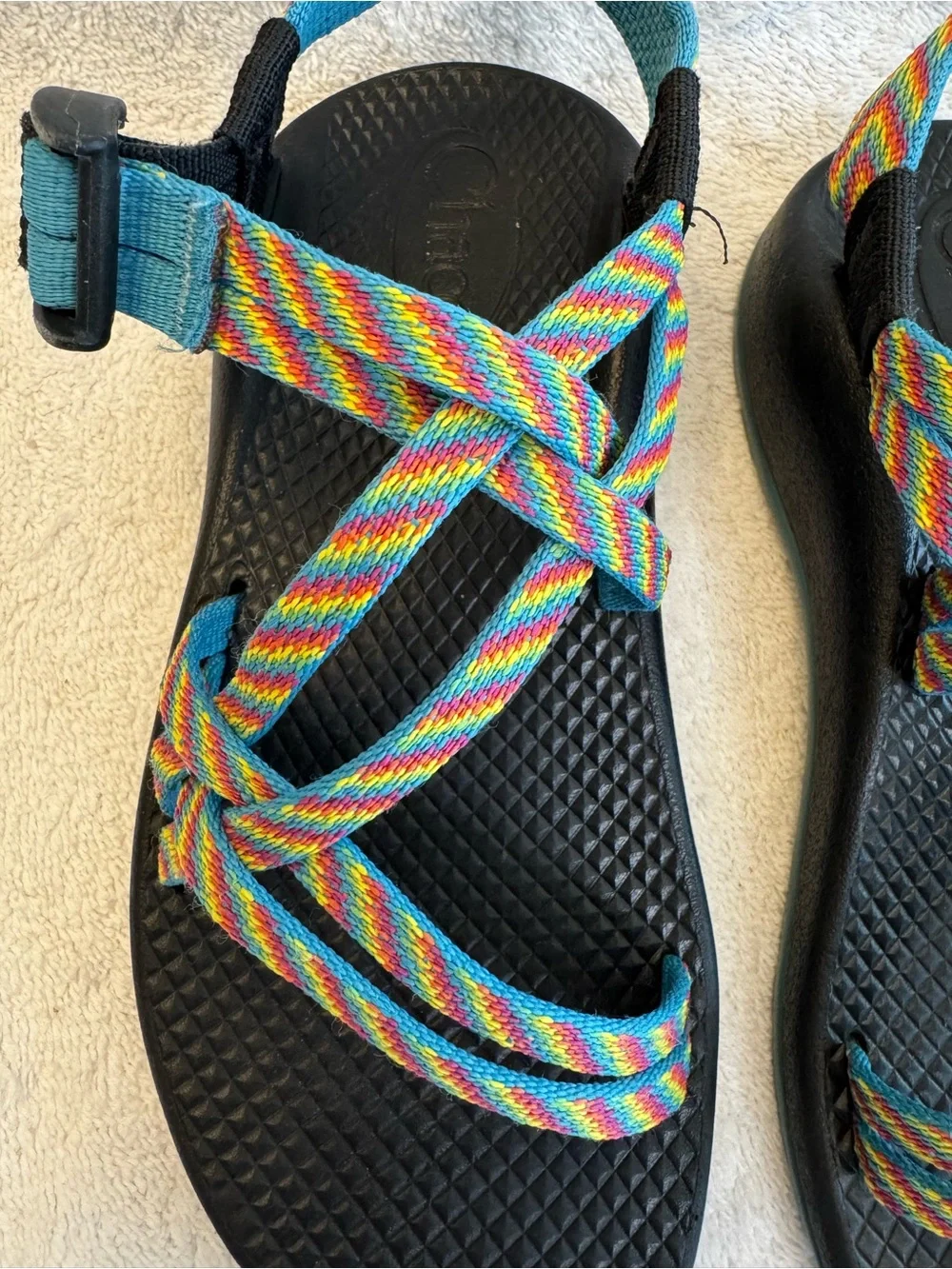 Chaco Kids ZX/1 EcoTread Rainbow Fiesta Blue Double Strap Hiking Sandals Size 2